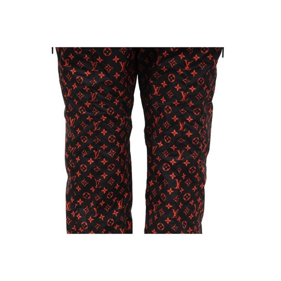 Louis Vuitton Women Jogging Pants 40 Black Red Monogram Technical Cotton Joggers - Picture 4 of 16